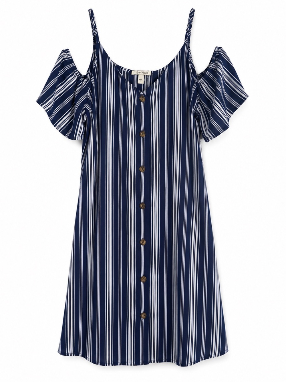 Speechless Women's Navy Striped Cold Shoulder Mini Dress Size XXL
